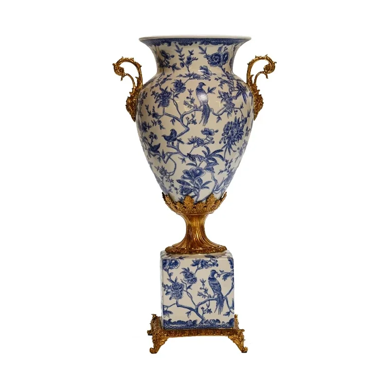 Ceramic square bottom vase flower arrangement creative decoration living room desktop ornament