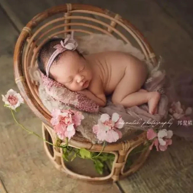 

Детский стул Papasan, мебель для фотосъемки новорожденных, винтажный бамбуковый стул-корзина, реквизит для кроватки, фотосессия, аксессуары для дивана
