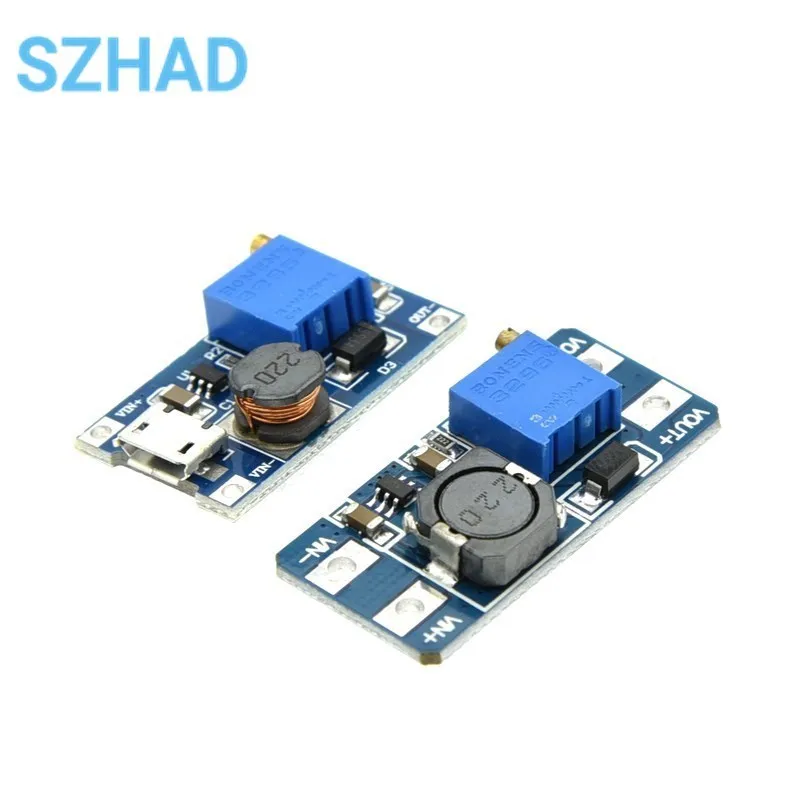 MT3608 DC-DC Adjustable Boost Module 2A Boost Plate Step Up Module with/without MICRO USB 2V-24V to 5V 9V 12V 28V  for Arduino