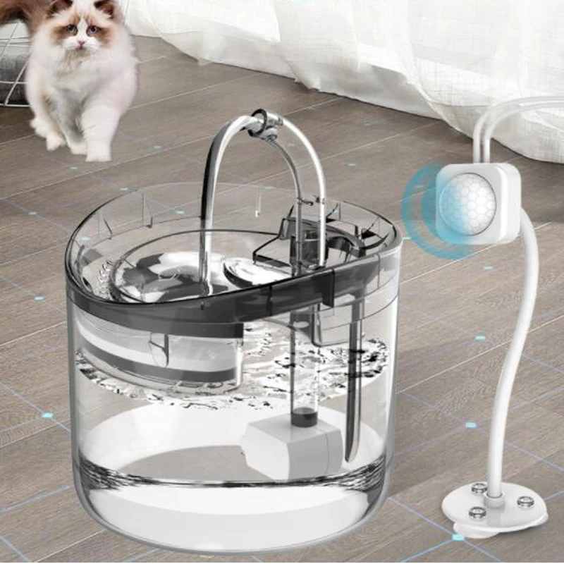 Automatic Cat Dog Water 2L Fountain With Faucet Dog Water Dispenser Transparent Filter Drinker Pet Sensor Drinking Feeder