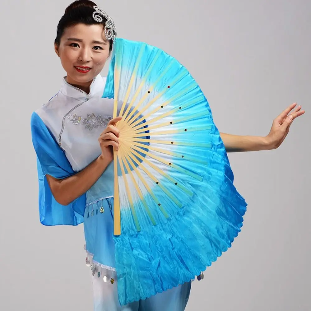 

Hot Sell Long Imitation Belly Dancing Fan 26cm Peacock Silk Fans Kid Women Dance Bamboo Fans