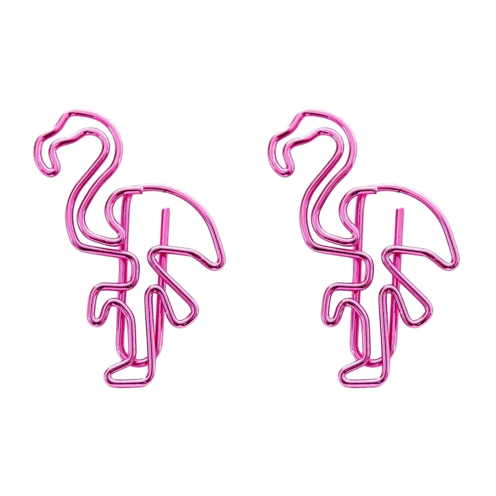 10 قطعة دبابيس ورق ملونة فلامنغو الكرتون تصميم ملف معدني المشابك لمكتب مدرسة لوازم مكتبية حامل رسائل قوي #4