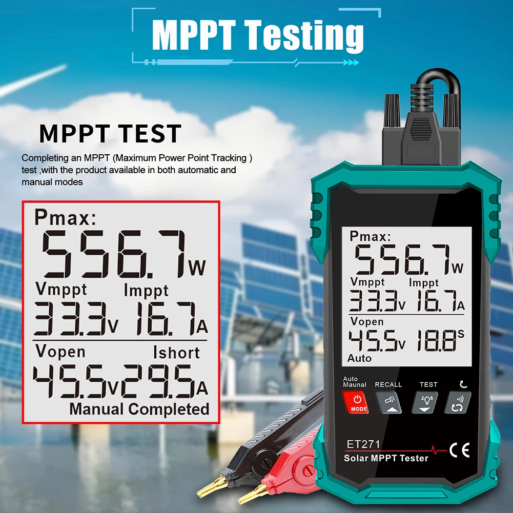ET271 for Solar PV Power Tester for MPPT Performance Verification 2000W Capacity 3.2 inch Display Built-in Rechargeable Battery