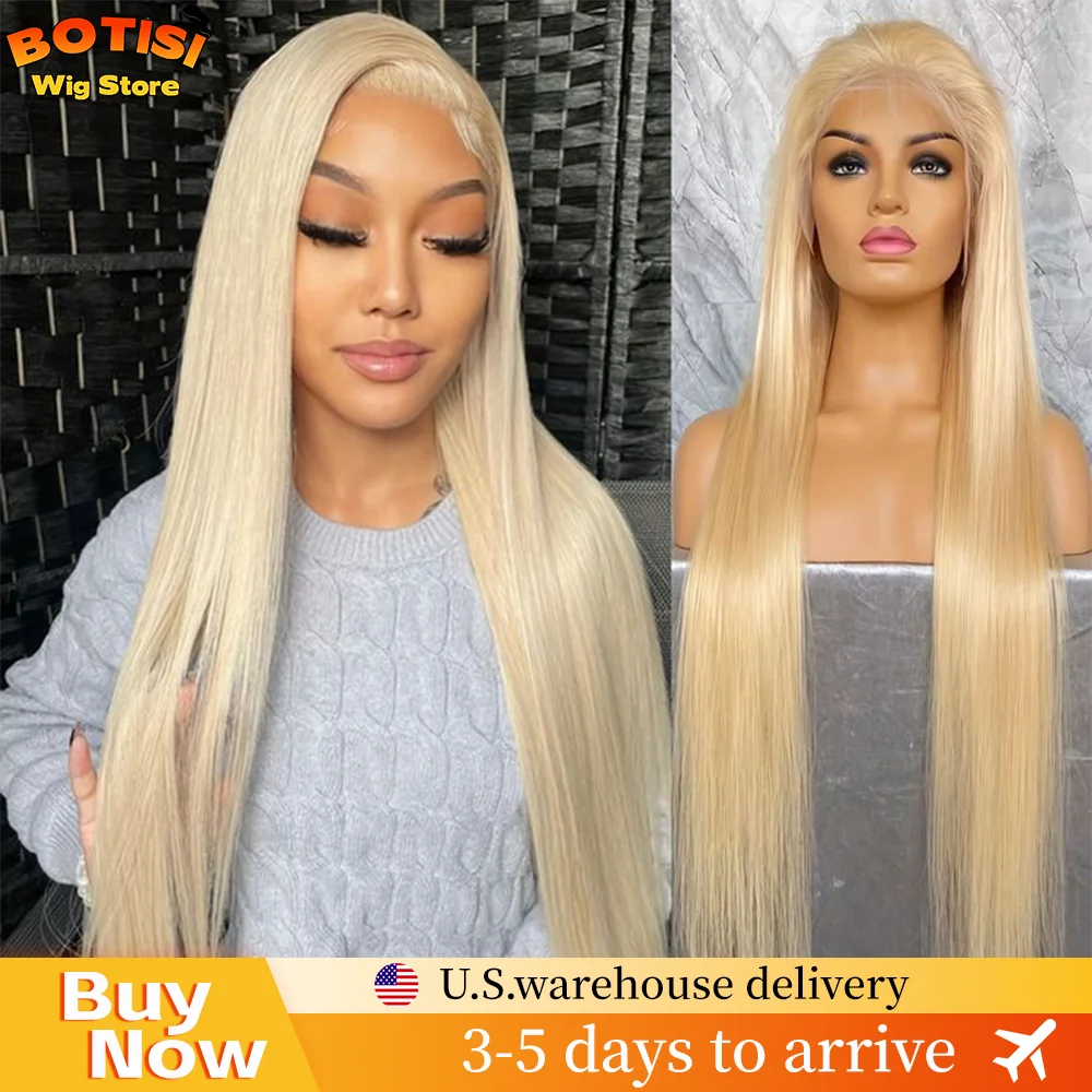 

200% Density HD Lace Front Wig Straight Blonde 613 Human Hair Pre-Plucked 100% Brazilian Lace Frontal Wigs Human Hair for Women