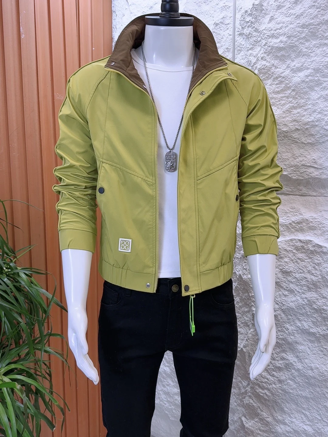 

Мужская куртка Slim Fit с воротником-стойкой, весна-осень, новая модная корейская модель, легкая верхняя одежда в стиле пэчворк с цветными вставками