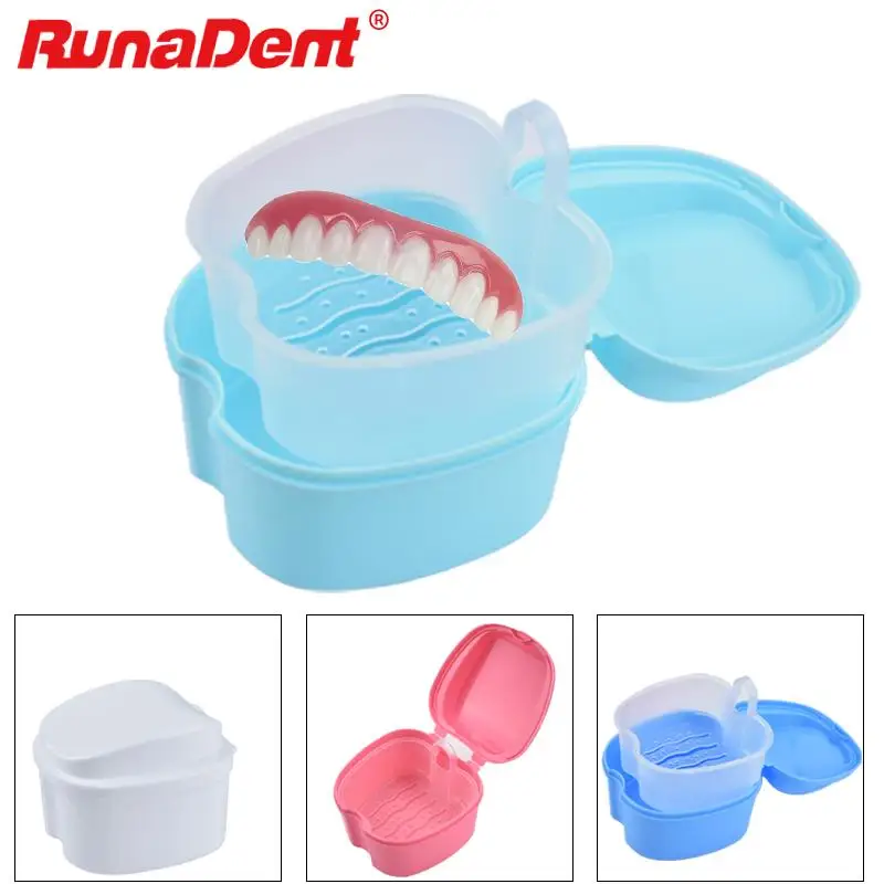 Dental Denture Box Orthodontic Retainer Braces Storage Box Invisible Teeth Denture Cleaning Tooth Storage Portable Belt Case