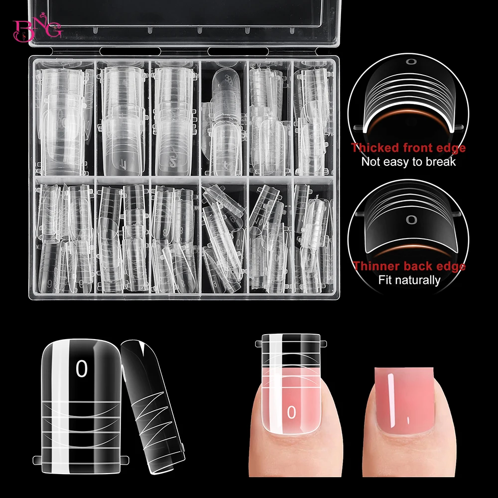 BNG Straight Wider Toenail Forms Flat Curve Square Toe Nail Dual Forms with Guidelines Reusable Nail Molds for Poly Nail Gel