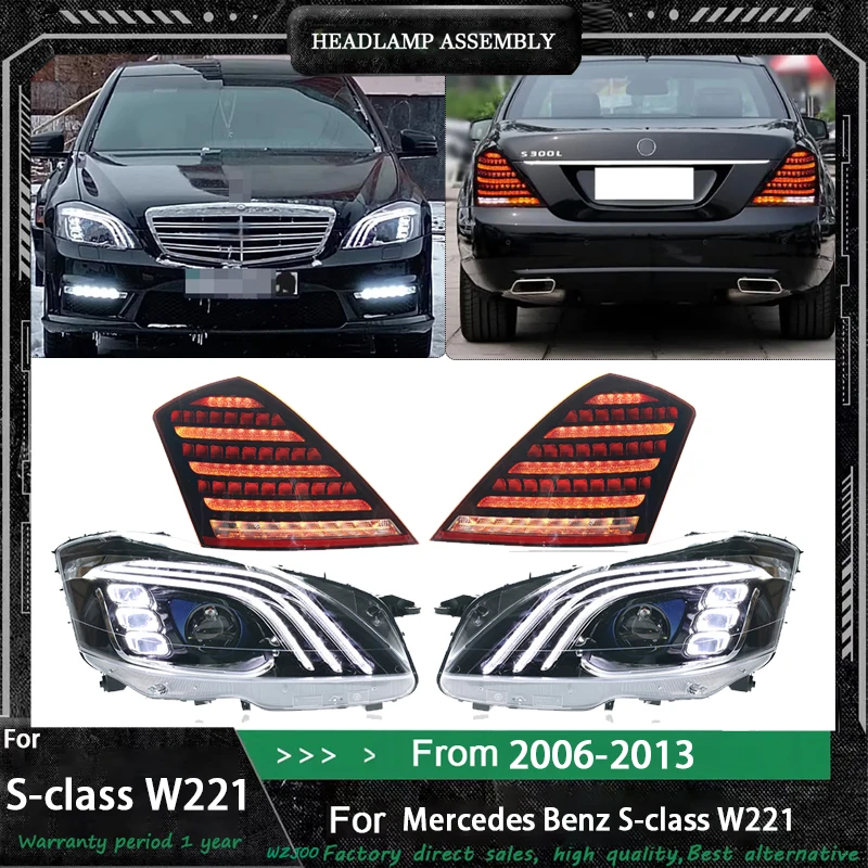 Image of Auto Lichter für Benz W221 Led Scheinwerfer + Rücklicht 2006-2013 S300 S400 LED Bi Xenon Birne upgrade dynamische Signal Auto Zubehör