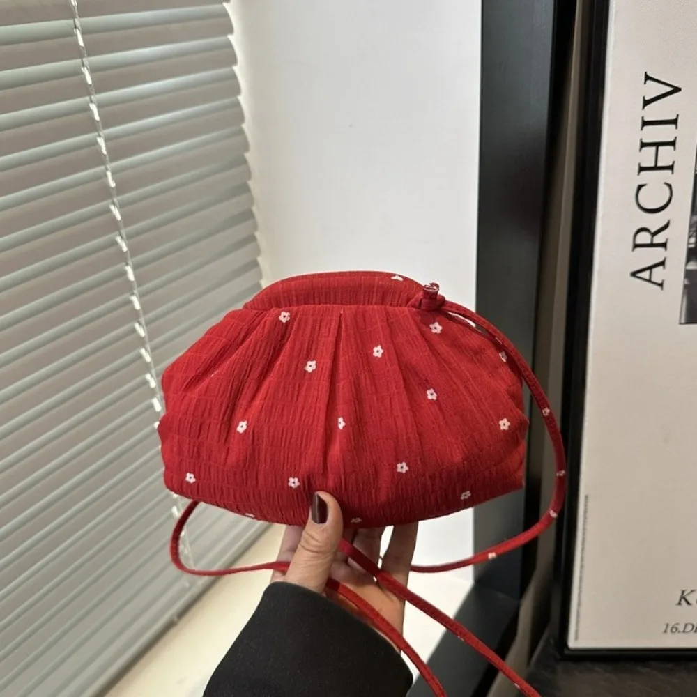 Sac à bandoulière simple en Polyester doux, sac de maquillage de Style coréen à fleurs, sac de téléphone à cordon de serrage, sac à bandoulière pour dames