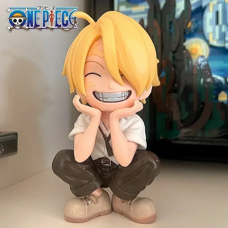 One Piece Q Ver Figure Monkey D Luffy Roronoa Zoro Sanji Action Figurine Kawaii Sitting Posture Anime Model Collection Statue