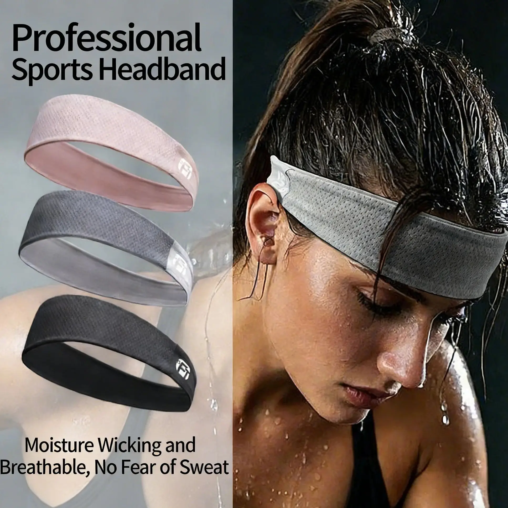 

Sports Headband Elastic Breathable Unisex Running Sweatband Sweat-Absorbent Quick-Dry Fitness Workout Yoga Basketball Hair Band