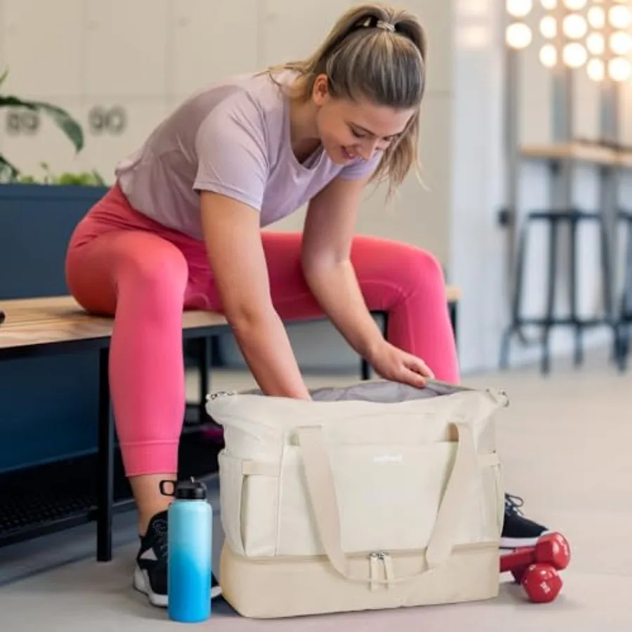 Gym Bag for Women, Personal Item Travel Bag with Shoes Compartment for Trip Weekender Overnight Duffel Bag with Wet Pocket, Hos view 5