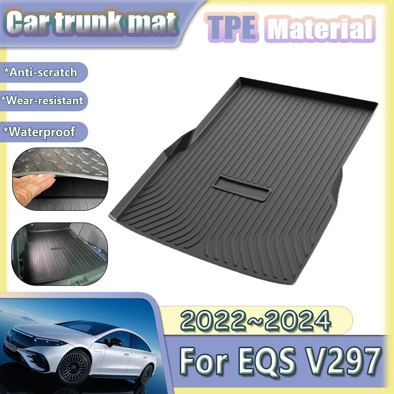 

Car Trunk Mat For Mercedes Benz EQS V297 2022~2024 2023 Waterproof Anti-dirty Rubber Carpet TPE Pad Protection Auto Accessories