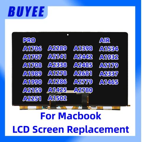 원래 LCD 스크린 패널 Macbook A1706 A1707 A1708 A1989 A1990 A2159 A2251 A2289 A2141 A2338 A2442 A2485 A2681 A2779 A2780