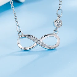 Zircon Infinity Necklaces For Women Silver Color Female Pendant Necklace Fashion Neck Chain Jewelry Girlfriend Birthday Gift