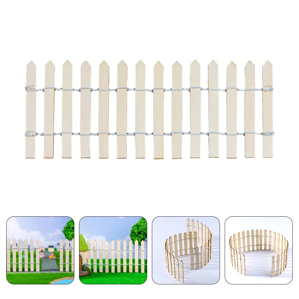 

2 PCS Micro Landscape Wooden Fence Farm Model Decorative Fences Brown Garden Dollhouse Fake