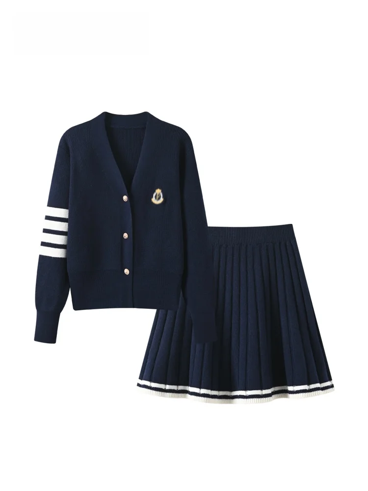 

CaraCLUB plus Size College Sle Outfit Women's Autumn Winter New Long Sve Sweater ort Skirt Set Fat Sister Anti-Aging Thin