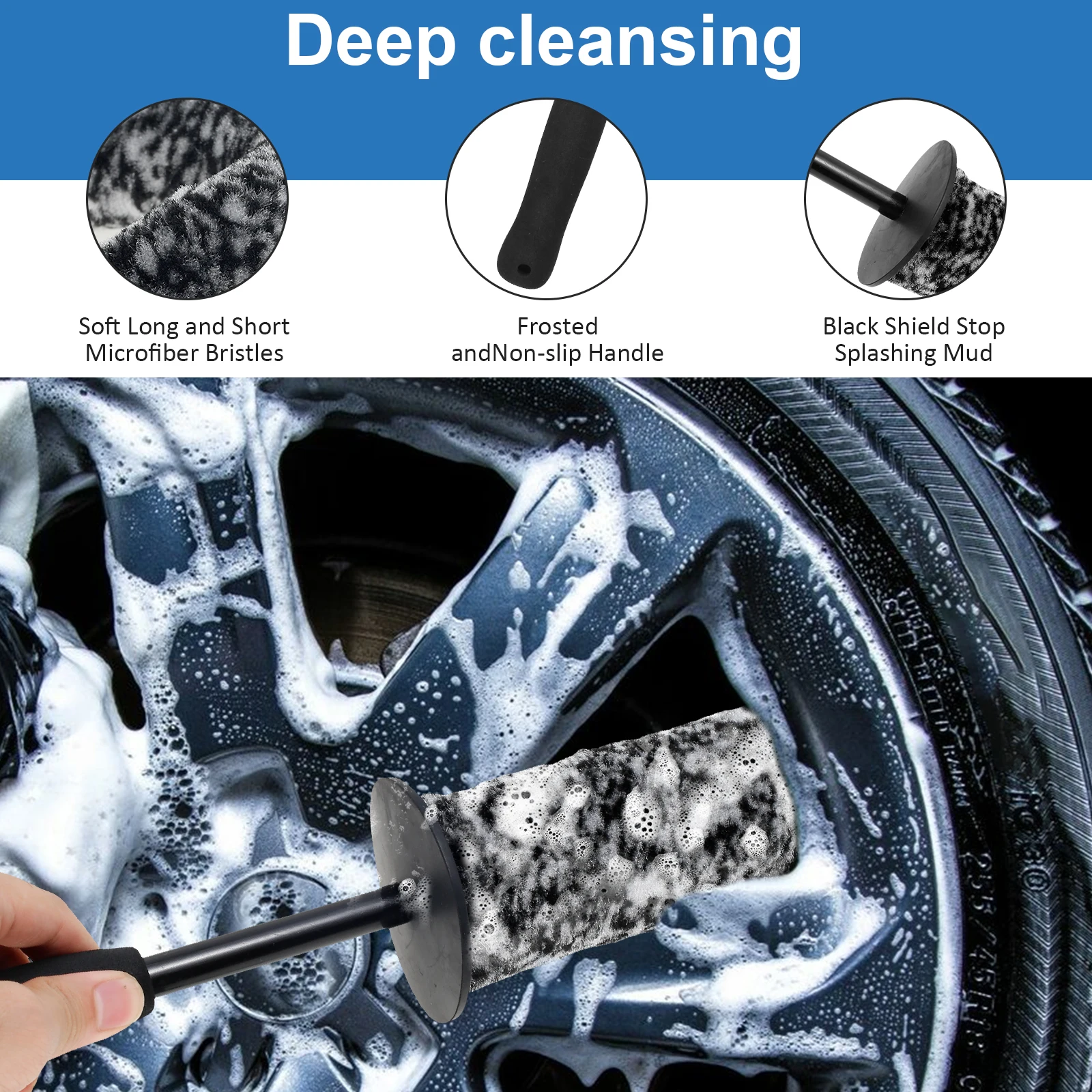 3 Pcs Wheel Brush Kit Soft Wheel and Rim Brush Flexible Car Detailing Brush Efficient Wheel Cleaning Kit Practical Rim Cleaning