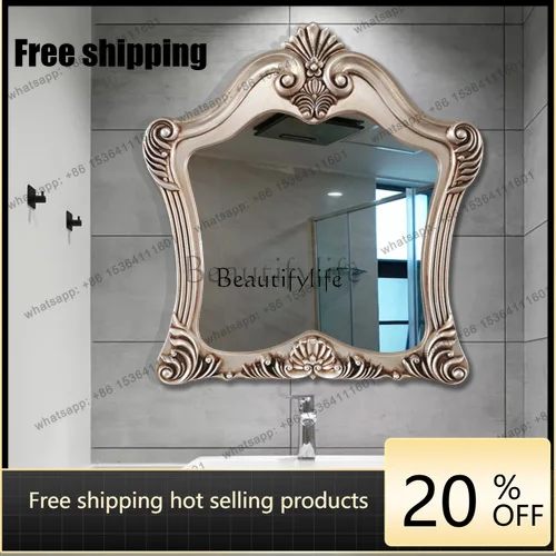 Factory Direct European Retro Bathroom Mirror Makeup Decoration Toilet Toilet Wall Mirror