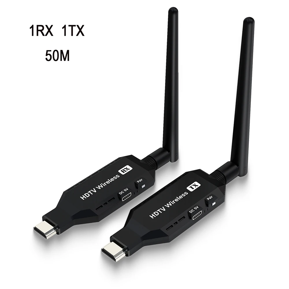 Adaptador de Espelhamento de Tela Sem Fio HDMI-Compatível 1080P 50M de Baixa Latência 5.8G Transmissor Receptor para Laptop Câmera para TV Projetor