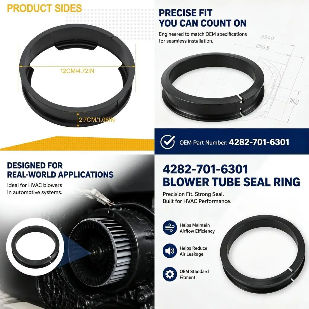 Grooved Split-Profile Piece for Blower Tube Replacement, Black ABS Component with a Shaped Outer Form, Single-Piece Package D2RD