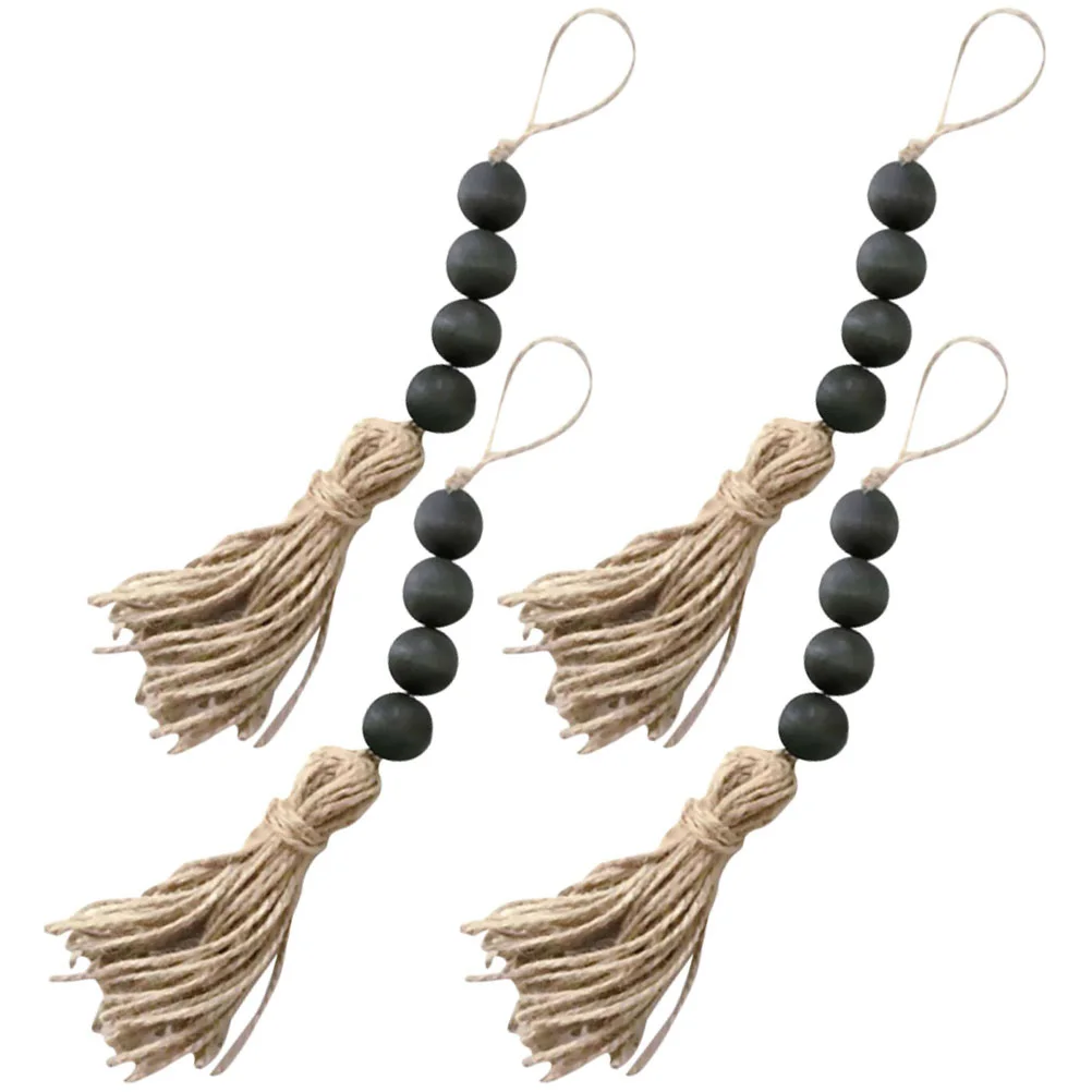 

4 pcs Decor Rustic Wooden Bead Tassel Home Wall Pendant Hanging Home Office Shop Pendant Wall Hanging Wooden Bead Decor Craft