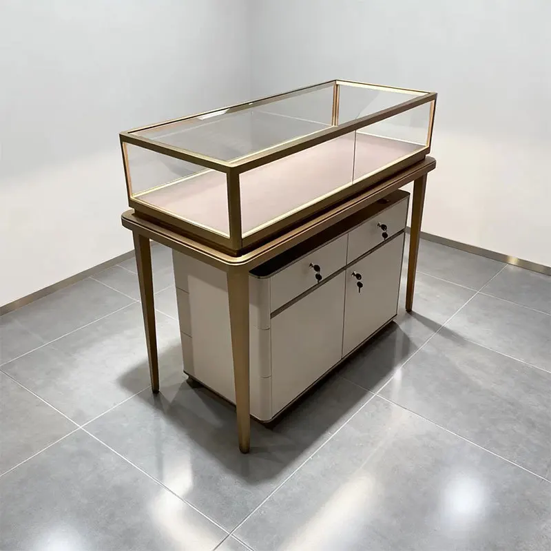 Stainless Steel Jewelry Display Cabinet Jade Pearl Watch Jade Display Cabinet Glass Showcase