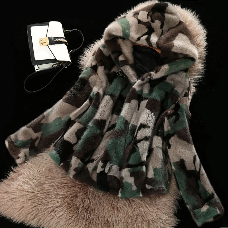 

fur coat fur coat Mink tidy 2023 women's clothing outerwear jacket coats winter new short camouflage hooded mink