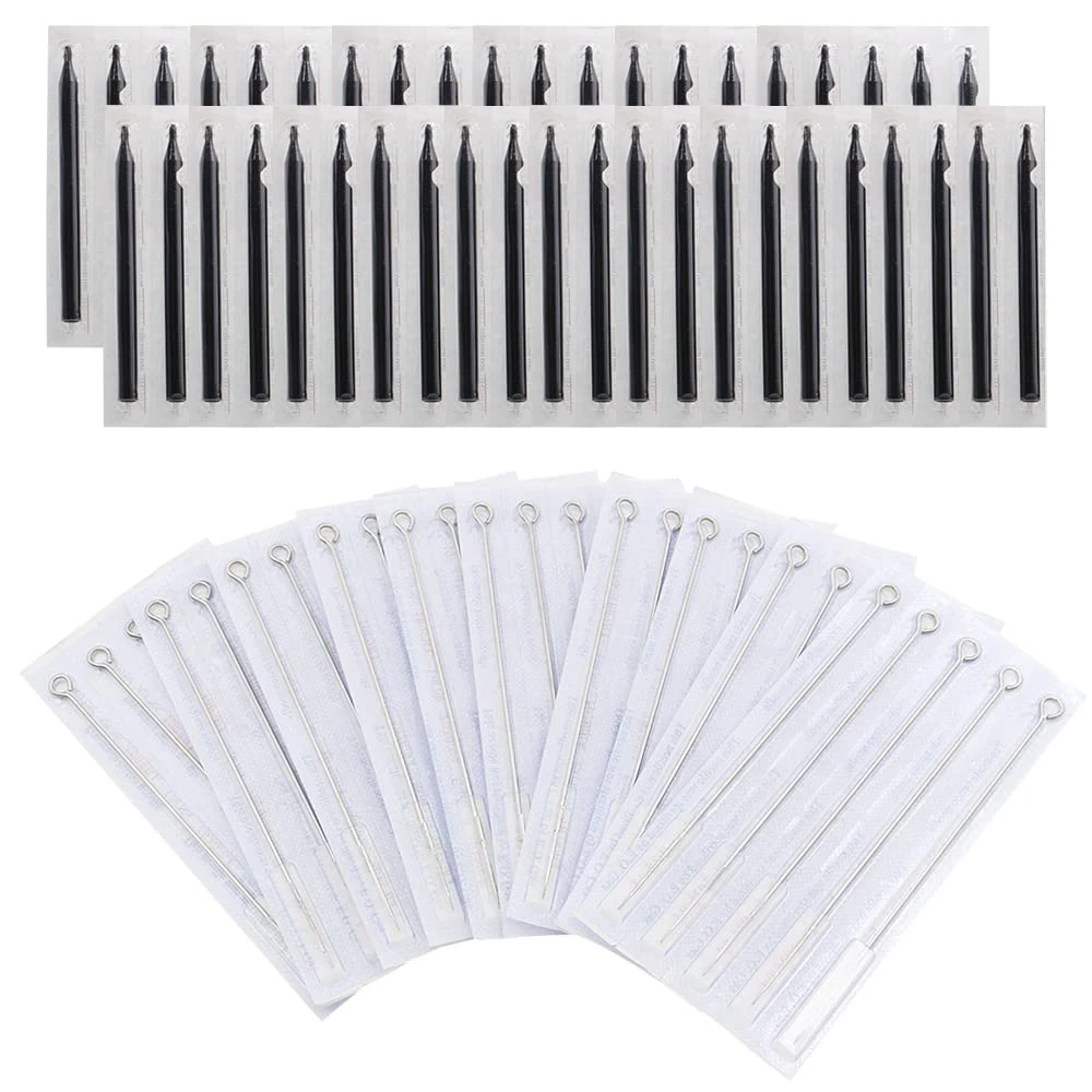 

100pcs Tattoo Needles and Tips Set 50pcs M1 Tattoo Needles & 50pcs FT Long Tattoo Tips Tubes for Tattoo Machine Grip Tubes