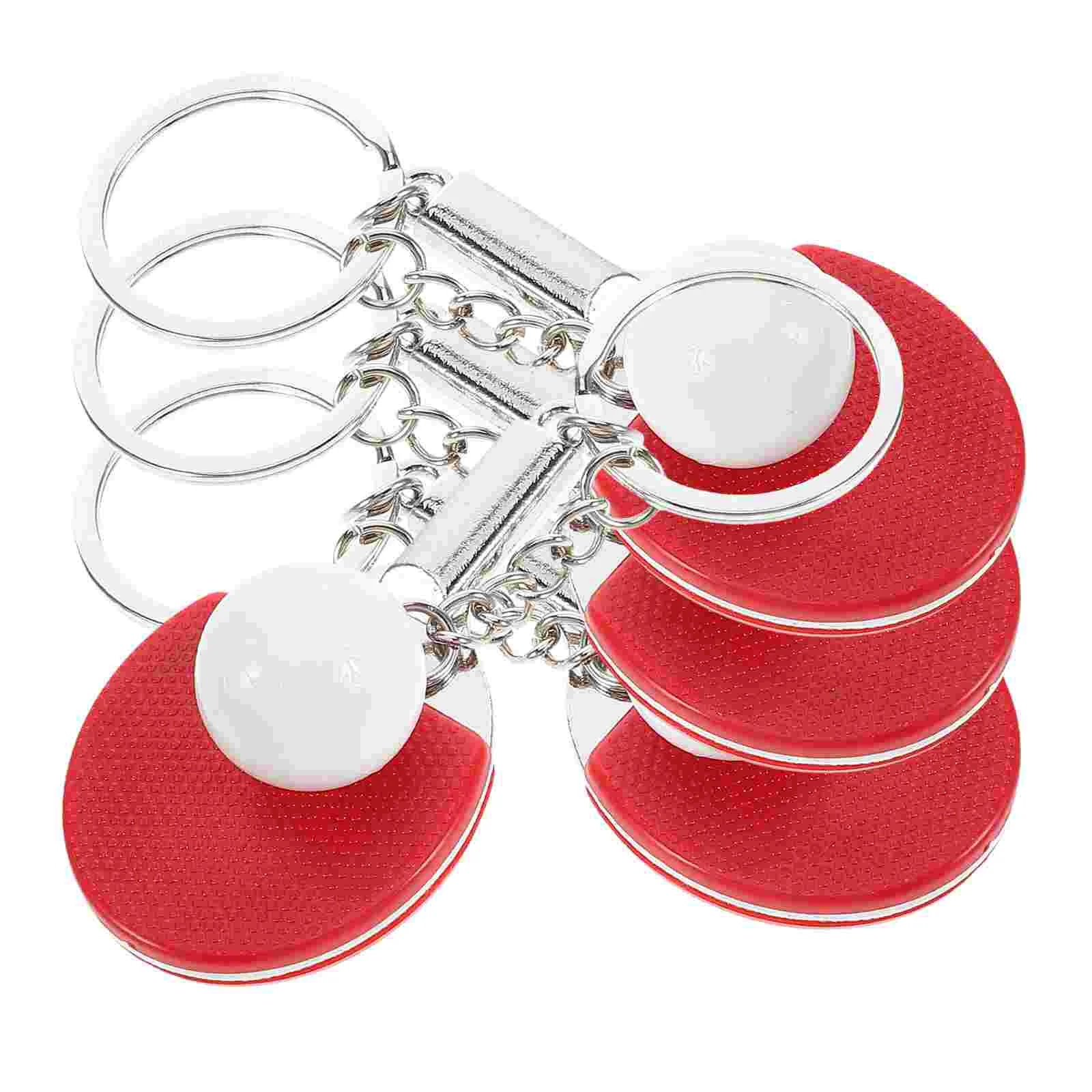 

4 Pcs Table Tennis Keychain Racket Ring Sports Keychains Ball Keyrings Ornament Mini Badminton Pingpong Racquet Bat Holder