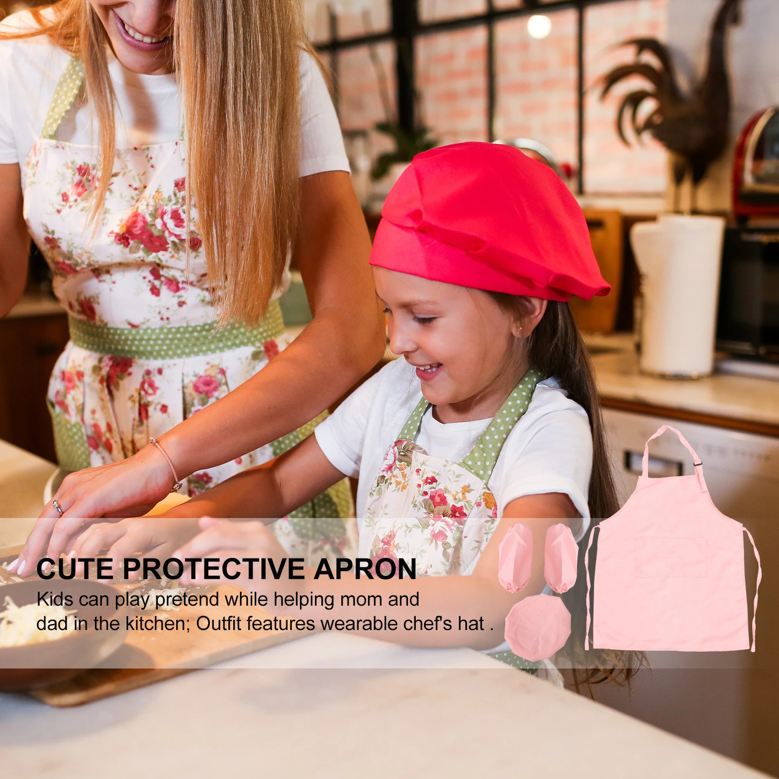 

3 Pcs Apron Hat Sleeve Kids Child Accessories Suit for Cooking Play Mitt Cosplay