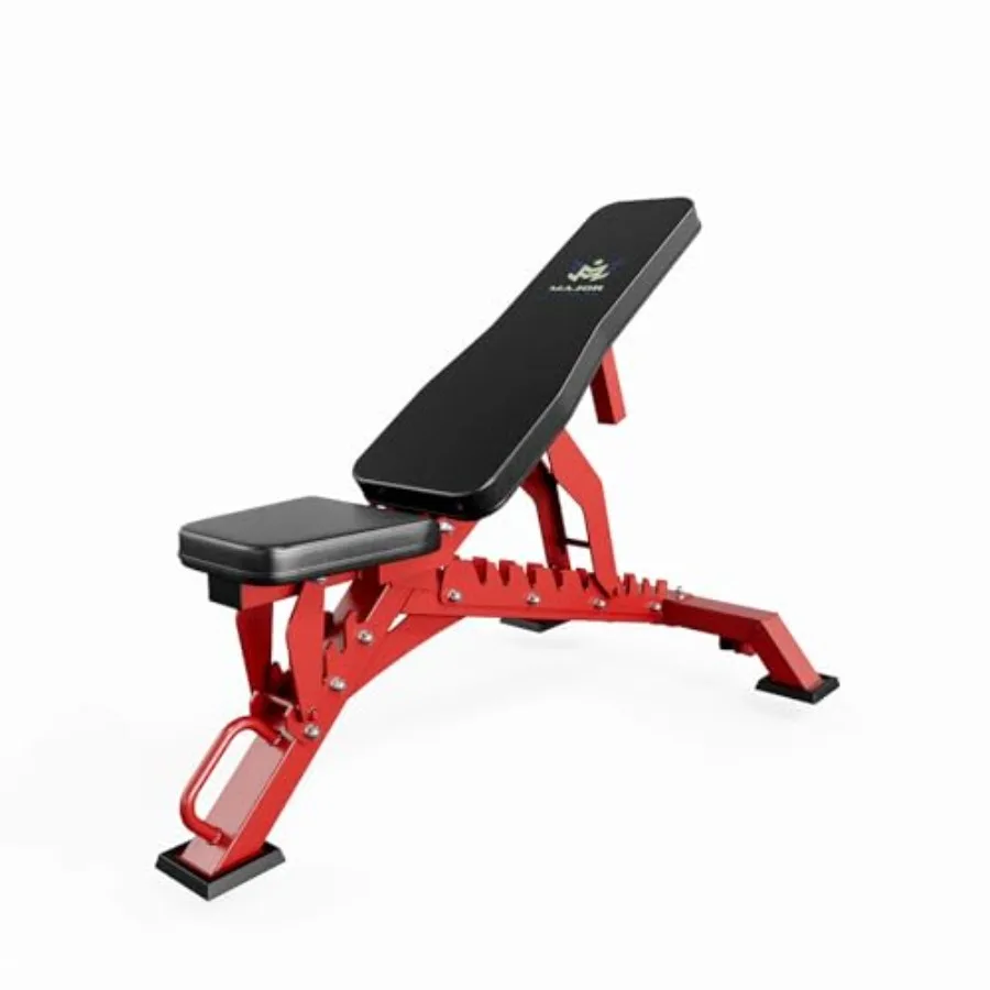 

Adjustable Weight Bench for Home Garage Gym Strength Training Bench Press Full-Body Workouts Red Durable Steel Frame