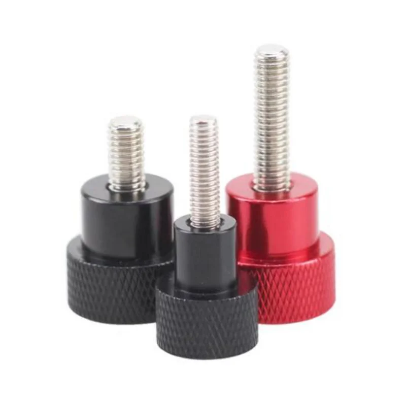 5Pcs M3 Aluminium Alloy+Stainless Knurled Thumb Screw Hand Grip Knob Step Bolt Screws Red Black White