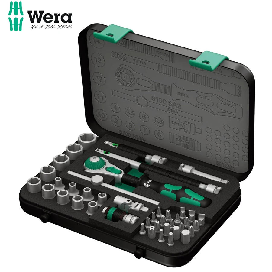 Wera 42 Pcs Zyklop Speed Ratchet Socket Wrench Set 1/4