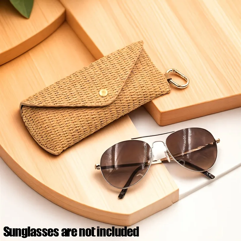 1pcs Chic Woven Eyeglass Case with Hook Soft Protective Fashion Glasses Pouch for Women's Fashion Accessory