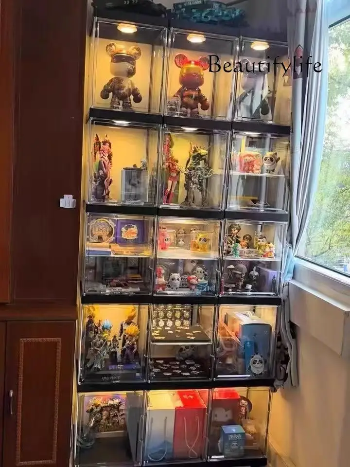 

Cool new Large Capacity Up to Dust-proof Shelf LEGO Figure Display Cabinet Household Transparent Storage Cabinet Multi-layer