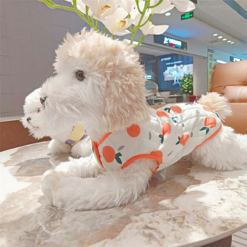 Winter Pet Dog Clothes Fashion Dog Jacket Coat Cute Print Puppy Down Jacker Warm Soft Cat Vest Coat Chihuahua Yorkie Dog Clothes