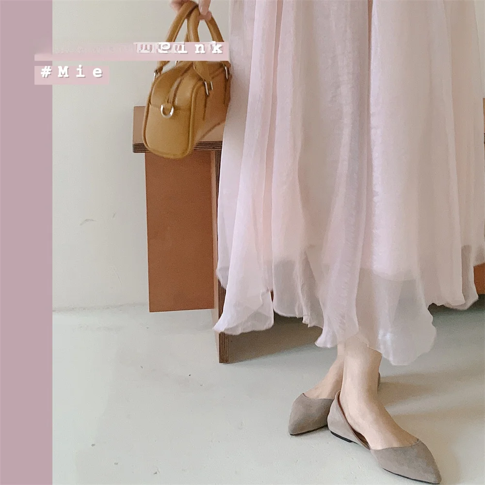 

Elegant Double Layer Vintage Uneven Hemline Half Skirt Women's Spring Summer New Big Swing Skirt Gentle Sweet High Waist A-Line