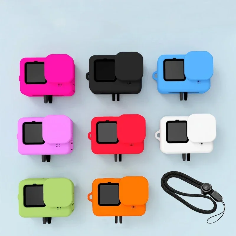 Soft Silicone Case Lens Cap Cover Protector Shell For GoPro 9  Camera Frame Wrist Strap Screen Lens cover Accessories