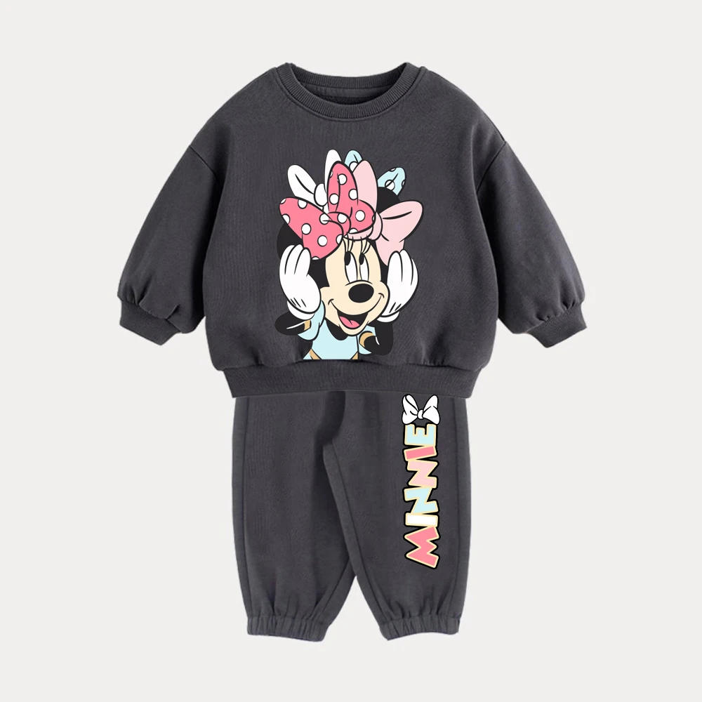 

Toddler Baby Cartoon Print Thickened Sweatsuit Cotton Fleece O-neck Pullover + Pant Infant Boy Girl Outfit