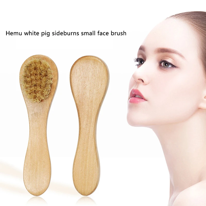 1 Pc Natuurlijke Gezicht Borstel Haren Exfoliërende Gezicht Borstels Houten Vrouw Man Huidverzorging Droog Lichaam Borstel Massager Scrubber Gereedschap