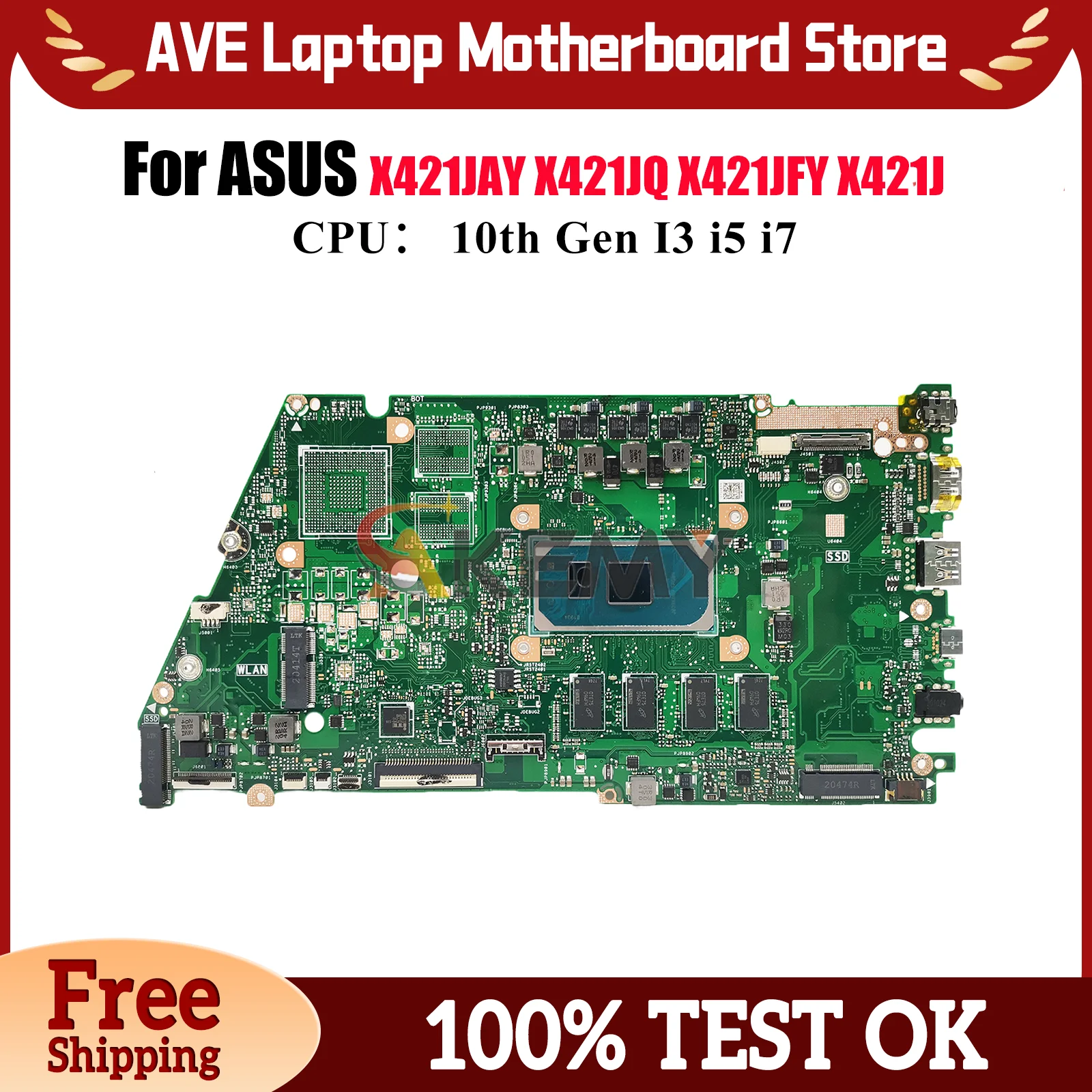 

X421JA Laptop Motherboard For ASUS X421JP X421JFY R421J X421J I421J S433J X413J X421JQ X421JAY Mainboard With 10th Gen I3 i5 i7