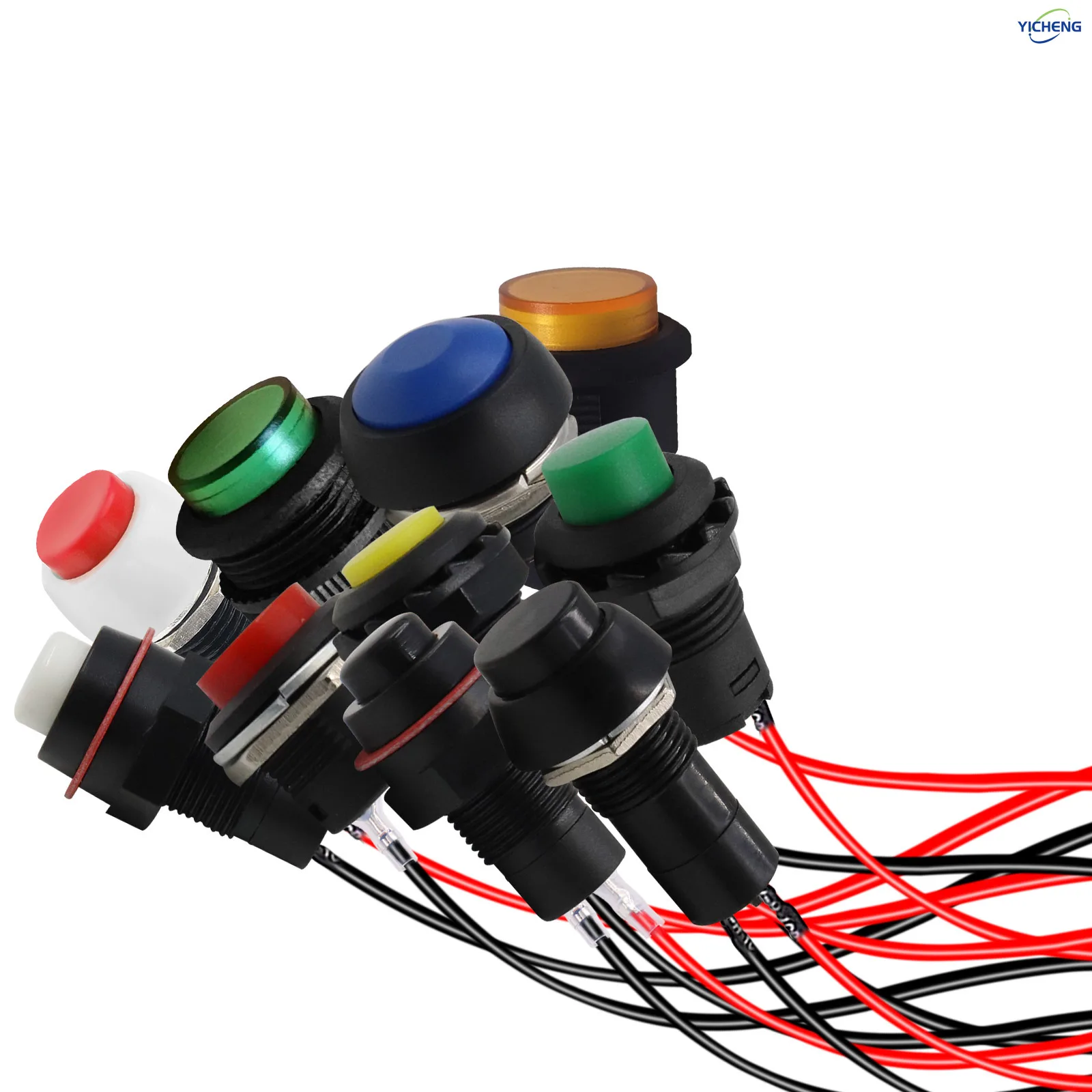 10Pcs 16MM Key Button Switch Jog Reset /Self-Locking Switch, Light LED 3V, Welded 150mm Cable, Select, Customizable Length