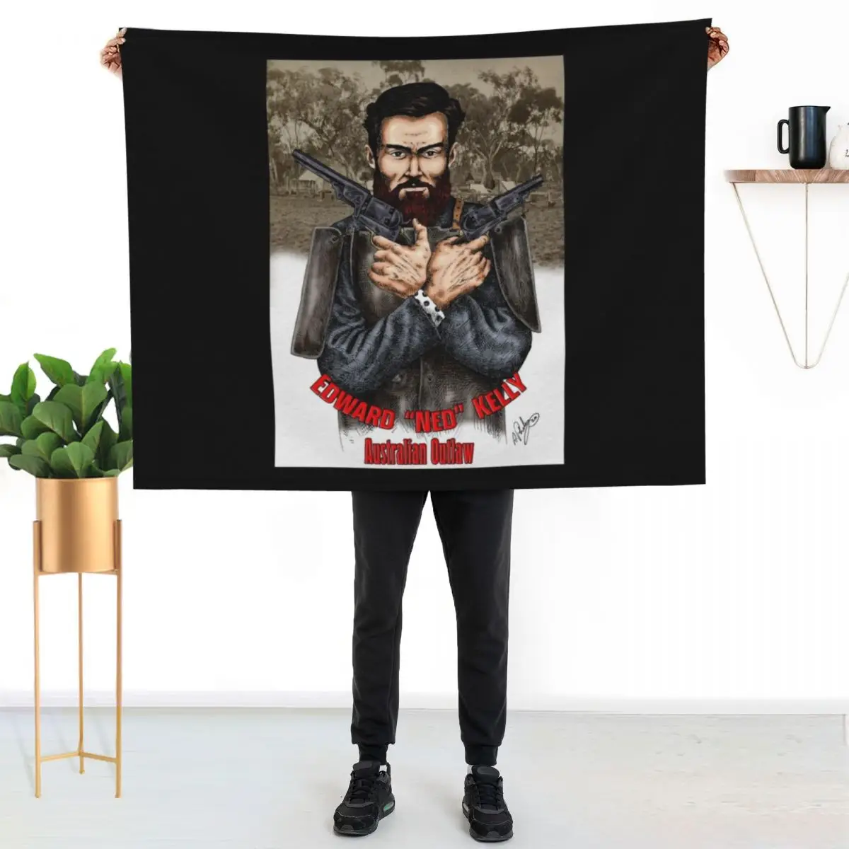 Ned Kelly Australian Outlaw Throw Blanket Bed covers Single Flannel Fabric Retros Tourist Weighted Blankets