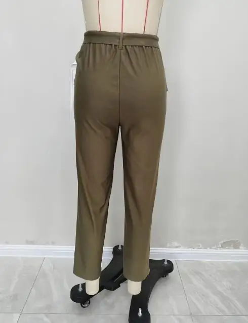 2025 new high waisted solid color casual pants, fashionable women's clothing, slimming and popular women's pants