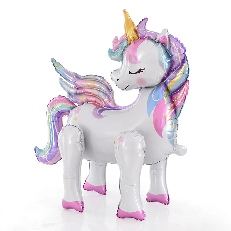 4D Large Cartoon Standing Unicorn Foil Balloons for Birthday Party Decorations Baby Shower Rainbow Unicorn Balloon Kids Gift