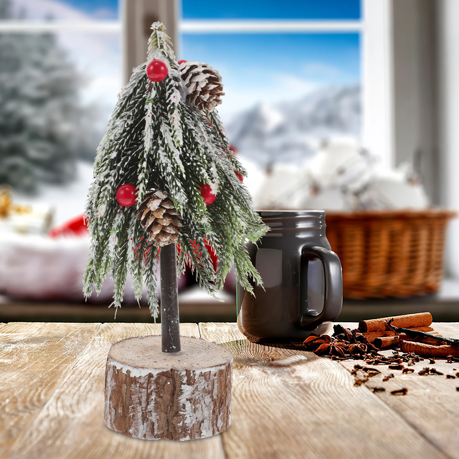 

Mini Christmas Tree Red Berries Small Artificial Indoor Xmas Decor Table Centerpiece Cute Desk Decoration Bedroom Holiday
