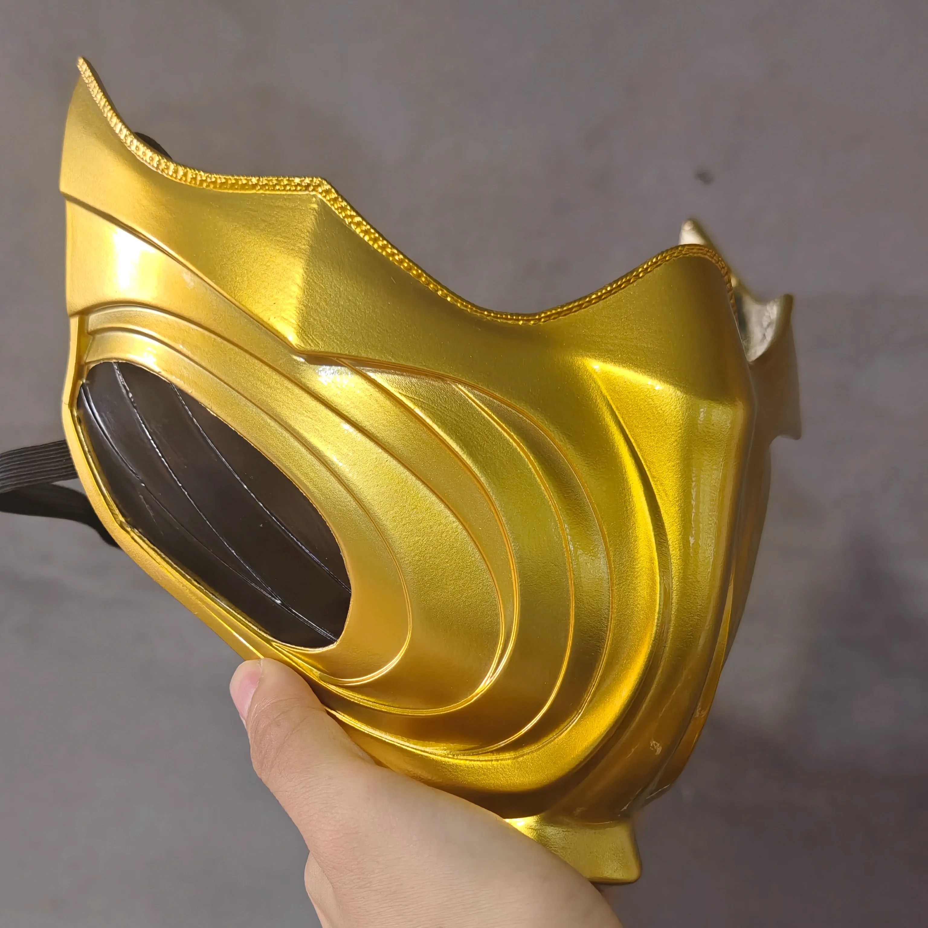 Mortal Kombat Sub-Zero Scorpion Half Face Mask - Golden Ninja Cosplay Mask, Vengeful Spirit Fiberglass Mask Prop for Halloween
