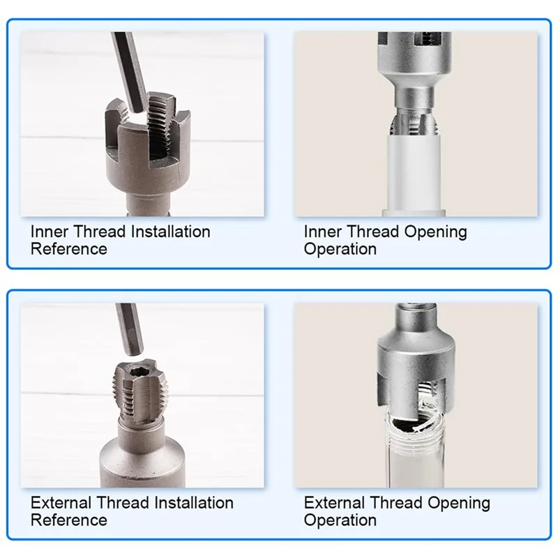 プラスチック PPR パイプ用パイプねじ切りツール、タップダイスセット (1/2"+ 3/4") A62X 付き一体型内外ねじ切りツール