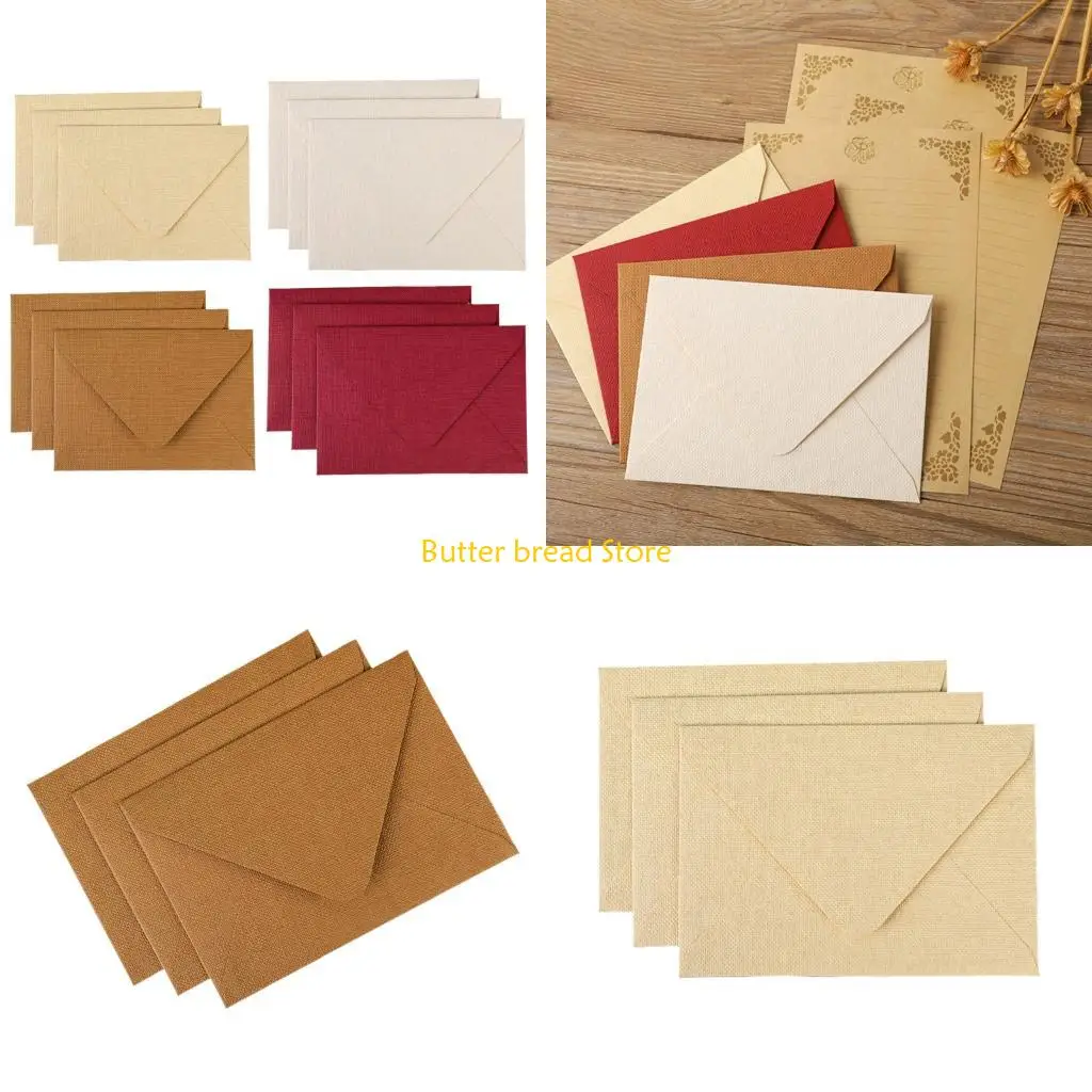 W89C 20Pcs A 5 Kraft Envelopes With Retros Linen Design Perfect For Handwritten Note